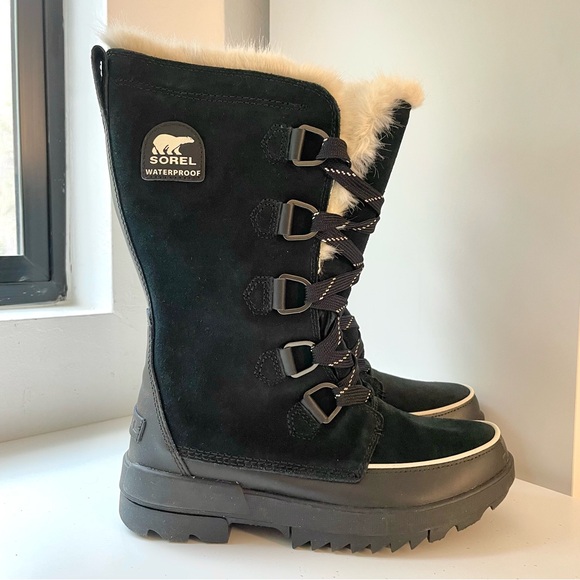 Sorel- Tivioli IV women’s black tall furry suede waterproof boots- 10 - Picture 11 of 14